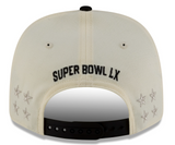 Men's New Era Cream/Black Seattle Seahawks Super Bowl LX Champions Locker Room Trophy Collection 9SEVENTY Adjustable Hat