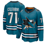 Men's San Jose Sharks Macklin Celebrini Fanatics Teal Home Breakaway Jersey