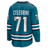Men's San Jose Sharks Macklin Celebrini Fanatics Teal Home Breakaway Jersey