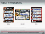 2025 Leaf Optichrome Baseball Hobby Jumbo Box 15 Cards Per Box