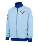 Men's '47 Brand MLB Toronto Blue Jays Relief Pitcher Pique Full Zip Track Jacket - Powder Blue