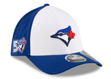 Men's Toronto Blue Jays New Era Alt 3 Royal White 39THIRTY M-Crown Flex Hat - 50th Logo Side Patch