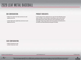 2026 Leaf Metal Baseball Hobby Jumbo Box 17 Cards Per Box