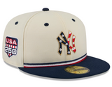 Men's New York Yankees New Era USA 250 Fourth of July 59FIFTY Fitted Hat - Cream/Navy