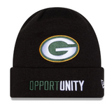 Green Bay Packers NFL Football New Era 2025 Inspire Change Cuffed Knit Hat - Black