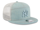 Men's New Era MLB New York Yankees Denim Split Panel 9FIFTY Adjustable Hat - Blue