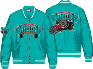 Men's Mitchell & Ness Teal Vancouver Grizzles Big Hoodie Satin Full-Snap Jacket