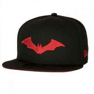 The Batman Robert Patterson Logo  DC Comics New Era 59Fifty Fitted Hat - Black/Scarlett