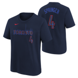 Kids Toronto Blue Jays George Springer Nike Navy 2024 City Connect Name & Number T-Shirt - 3 Size Groups