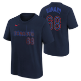 Youth Toronto Blue Jays Jordan Romano Nike Navy 2024 City Connect Name & Number T-Shirt