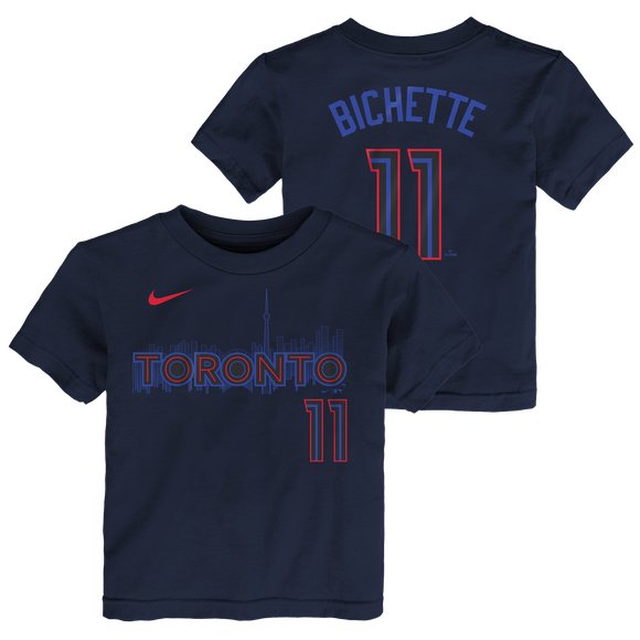 Kids Toronto Blue Jays Bo Bichette Nike Navy 2024 City Connect Name & Number T-Shirt - 3 Size Groups