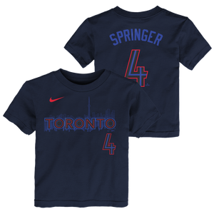 Kids Toronto Blue Jays George Springer Nike Navy 2024 City Connect Name & Number T-Shirt - 3 Size Groups