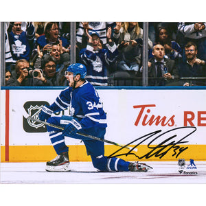 Auston Matthews Toronto Maple Leafs Autographed 8" x 10" Blue Jersey Goal Celebration Photograph