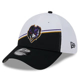 Men's New Era White/Black Baltimore Ravens 2023 Sideline 39THIRTY Flex Hat