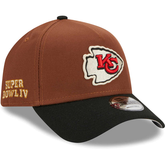 Kansas City Chiefs New Era Harvest A-Frame Super Bowl IV 9FORTY Adjustable Hat - Brown/Black
