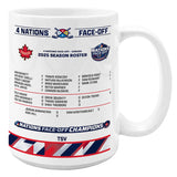2025 Team Canada NHL Inglasco 2025 4 Nations Face-Off Champions 15oz. Roster Mug