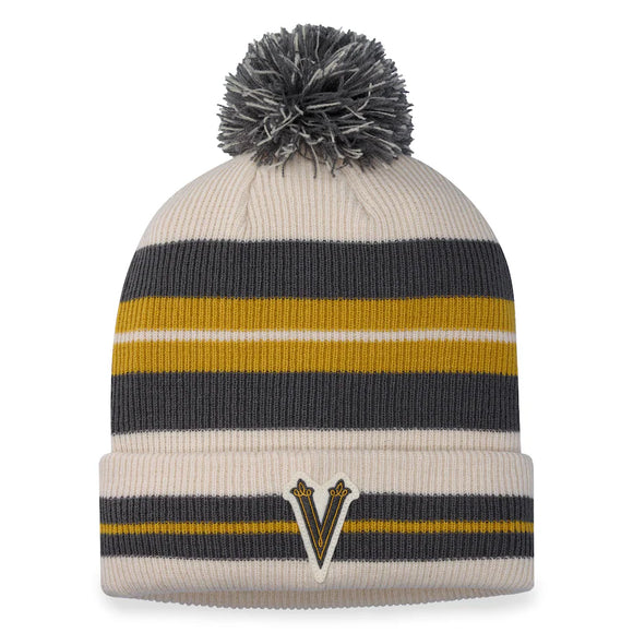 Men's Vegas Golden Knights Fanatics Branded Charcoal/Cream 2024 NHL Winter Classic Cuffed Knit Hat with Pom