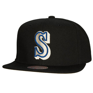 Men's Seattle Mariners MLB Mitchell & Ness Black Cooperstown Team Classic Snapback Hat