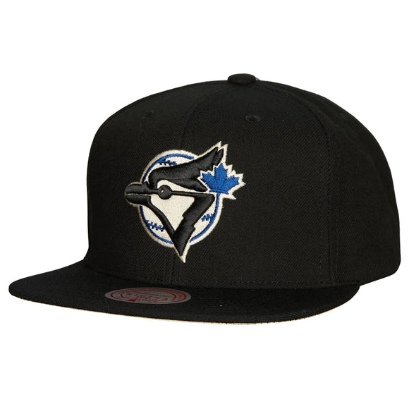Men's Toronto Blue Jays MLB Mitchell & Ness Black Cooperstown Team Classic Snapback Hat