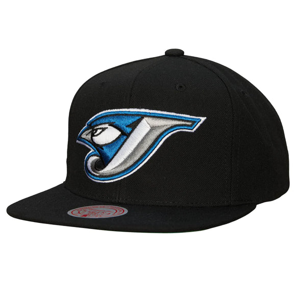 Men's Toronto Blue Jays MLB Mitchell & Ness Black Cooperstown Evergreen Snapback Hat