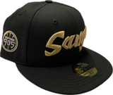 Men's Raptors 905 SAUGA Word Mark Black Gold New Era 59fifty Fitted Custom Hat Cap