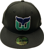 Men's New Era Black Hartford Whalers NHL Hockey Custom 59FIFTY Fitted Hat