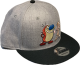 Men's Nickelodeon's Ren & Stimpy Custom 9Fifty Snapback New Era Hat - Heather Gray/Black