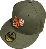 New York Mets New Era 59Fifty Flower 1986 World Series Side Patch Hat - Olive