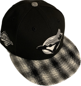 Toronto Blue Jays New Era 59Fifty 1993 World Series Patch Fitted Custom Black Plaid Hat Cap