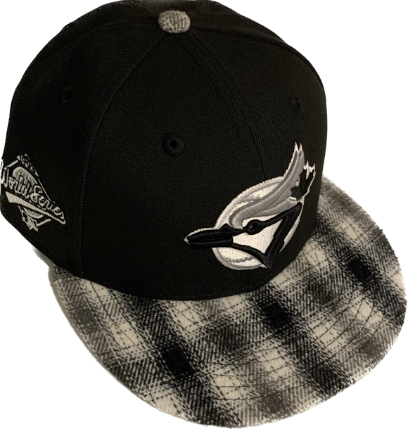 Toronto Blue Jays New Era 59Fifty 1993 World Series Patch Fitted Custom Black Plaid Hat Cap