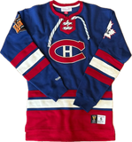 Men's Mitchell & Ness Navy Montreal Canadiens Vintage Retro Heritage Lace-Up Pullover Sweatshirt