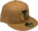 Men's New Era Light Bronze Chicago Blackhawks NHL Hockey Custom 59FIFTY Fitted Hat
