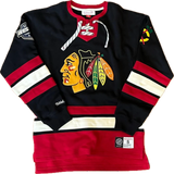 Men's Mitchell & Ness Black Chicago Blackhawks Vintage Retro Heritage Lace-Up Pullover Sweatshirt