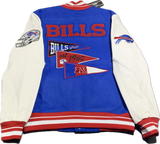 Men's NFL Buffalo Bills Team Pennants Blue Win Wool Varsity Jacket By Pro Standard