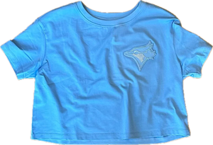 Women's Toronto Blue Jays Pro Standard MLB Classic SJ Boxy Crop T Shirt - Powder Blue