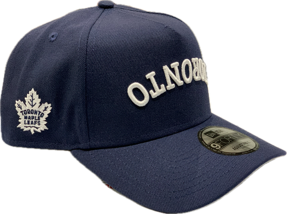 Men's Toronto Maple Leafs New Era Upside Down Word Mark 9FORTY A Frame Hat - Navy