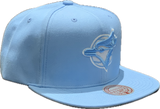 Men's Toronto Blue Jays MLB Mitchell & Ness Basic Blue Gleam Side Patch Snapback Hat