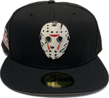 Friday the 13th Jason Voorhees Hockey Mask Camp Crystal Lake New Era 59Fifty Fitted Hat - Black