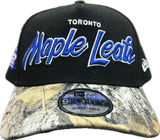 Men's Toronto Maple Leafs Script NHL New Era 9Forty A-Frame Snapback Hat - Black/Real Tree