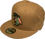 Men's New Era Light Bronze Chicago Blackhawks NHL Hockey Custom 59FIFTY Fitted Hat