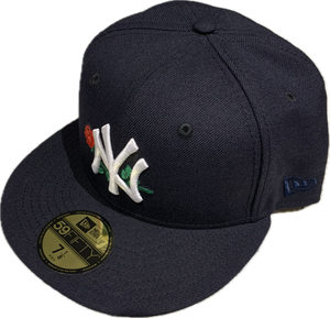 New York Yankees New Era 59fifty Custom Apple Rose Bud Traditional Logo Hat - Black