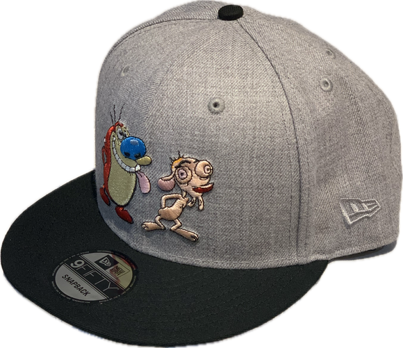 Men's Nickelodeon's Ren & Stimpy Custom 9Fifty Snapback New Era Hat - Heather Gray/Black