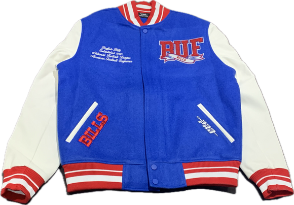 Men's NFL Buffalo Bills Team Pennants Blue Win Wool Varsity Jacket By Pro Standard