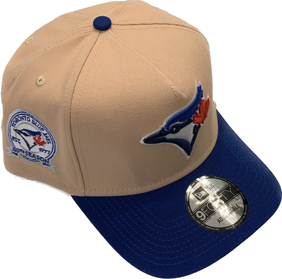 Men's New Era Toronto Blue Jays A Frame Pecan Side Patch 9FORTY Adjustable Snapback Hat
