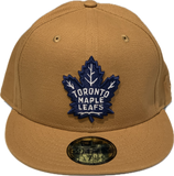 Men's New Era Light Bronze Toronto Maple Leafs NHL Hockey Custom 59FIFTY Fitted Hat