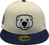 Men's New Era Toronto Maple Leafs Carlton The Bear NHL Hockey Custom 59FIFTY Fitted Hat - Chrome/Navy