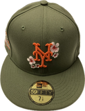 New York Mets New Era 59Fifty Flower 1986 World Series Side Patch Hat - Olive