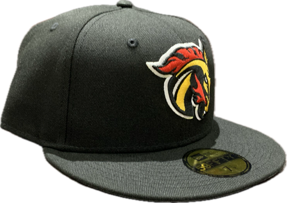 Men's Calgary Wranglers Black Custom Logo New Era 59fifty Fitted Hat Cap - AHL Hockey