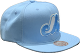 Men's Montreal Expos MLB Mitchell & Ness Basic Blue Gleam Side Patch Snapback Hat