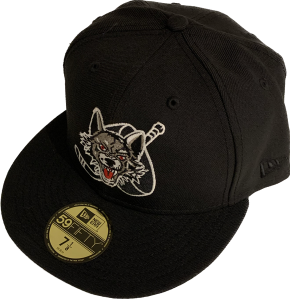 Men's Chicago Wolves Black Custom Logo New Era 59fifty Fitted Hat Cap - AHL Hockey